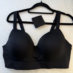 Truekind Wireless Comfort Bra 2XL Black Lightly Padded With Extender